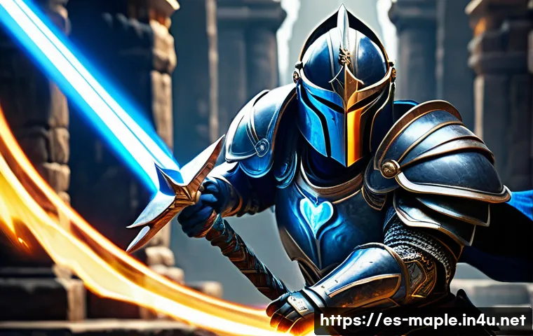 메이플스토리 모험가 5차 스킬 분석 - **Heroic Warrior's Burst Skill in Action:** "A powerful male warrior character, fully adorned in...