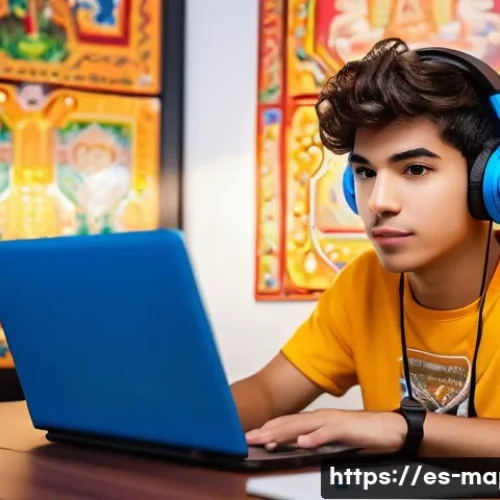 Home 31 메이플스토리 미니게임 플레이법 - A vibrant, detailed scene of a young Hispanic gamer sitting comfortably in a modern, well-lit room w...