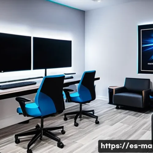 Home 30 메이플스토리 프리미엄 PC방 혜택 - A modern premium gaming room designed for intense focus and comfort, featuring adjustable ergonomic ...