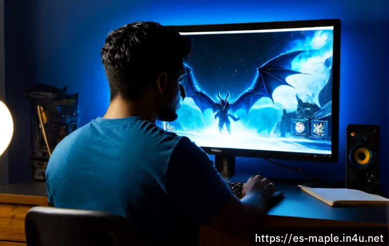 Home 17 메이플스토리 데미안 공략 - Photorealistic Hispanic adult gamer at a tidy home desk, studying a fantasy action game boss battle ...